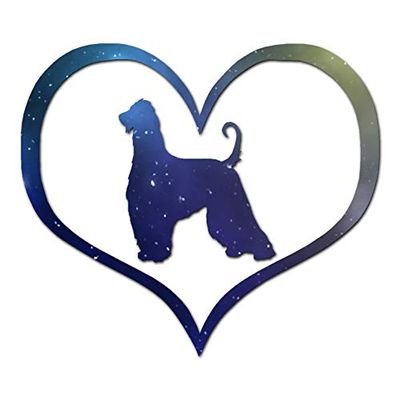 Afghan Hound Dog Heart Love - Vinyl Decal Sticker - 4.3" x 3.75" - Galaxy