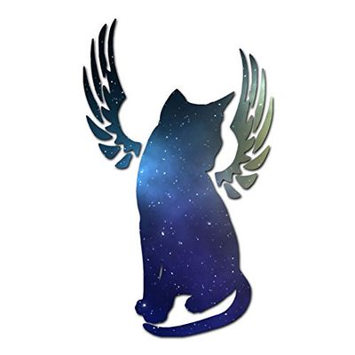Angel Cat Memorial Wings - Vinyl Decal Sticker - 3.75" x 6.3" - Galaxy