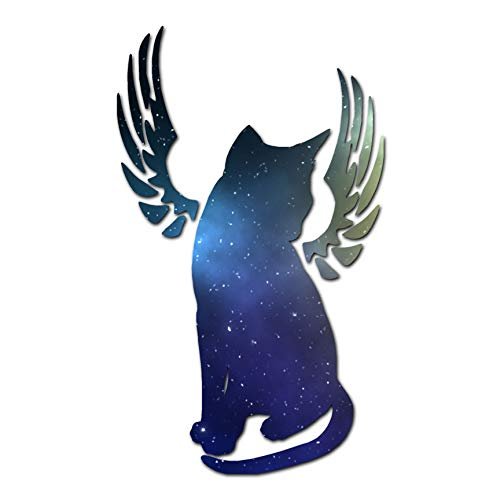 Angel Cat Memorial Wings - Vinyl Decal Sticker - 3.75" x 6.3" - Galaxy