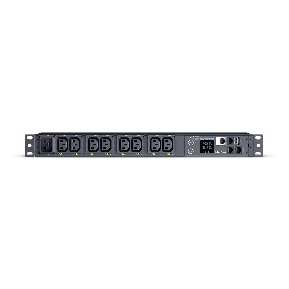 CyberPower PDU41005 Switched PDU, 100-240V, 20A (Derated to 16A), 8 Outlets, 1U Rackmount