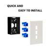Beszin 3 Port Keystone Jack Wall Plate with Smooth Face (5-Pack, White) view 3