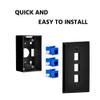 Beszin 3 Port Keystone Jack Wall Plate with Smooth Face (10-Pack, Black) view 3
