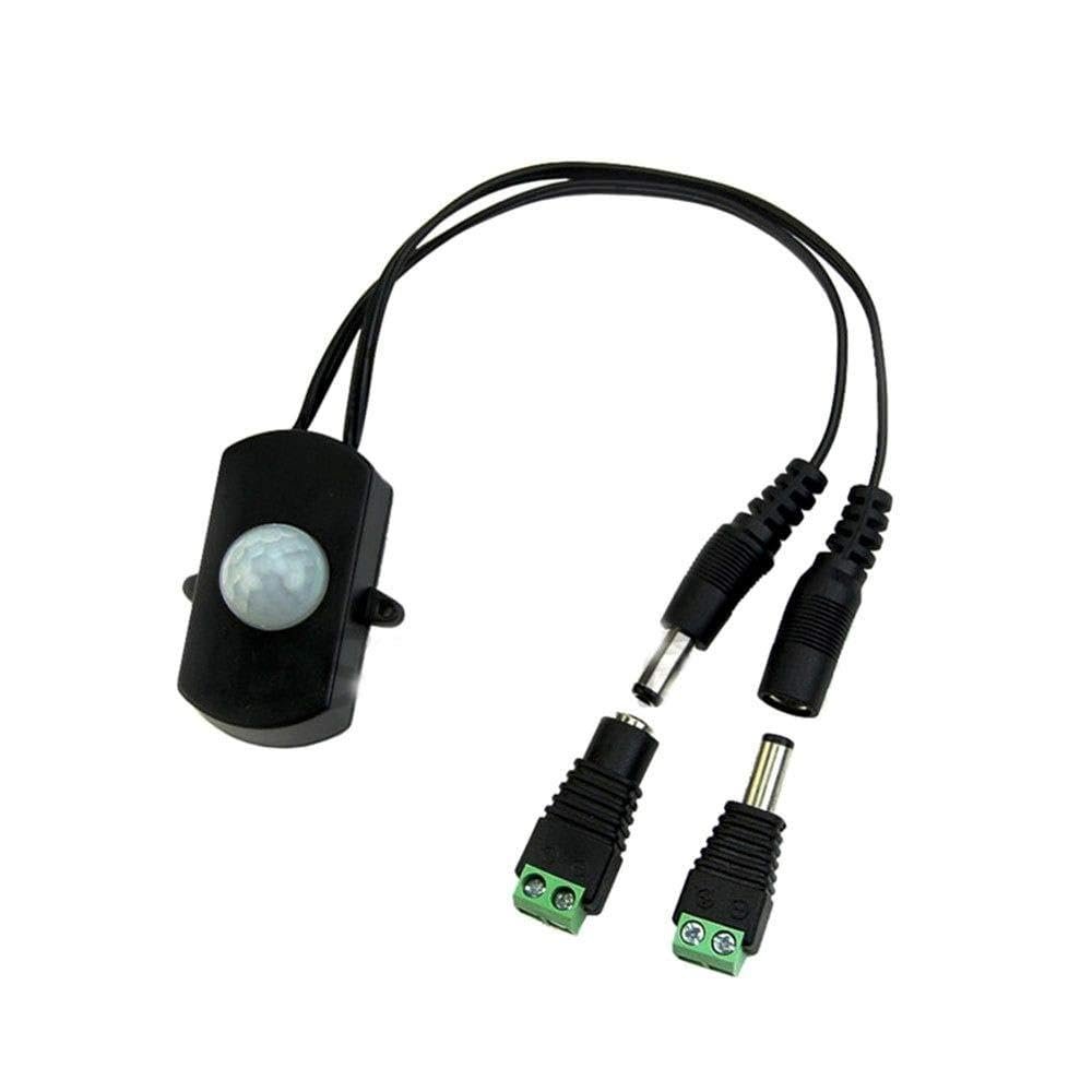 DC 5V-24V 5A PIR Body Infrared Motion Sensor Trigger Switch with Male Female Power Jack Adapter for Motion-Activated Lighting