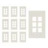 Beszin 6 Port Keystone Jack Wall Plate with Smooth Face (10-Pack, White) view 1