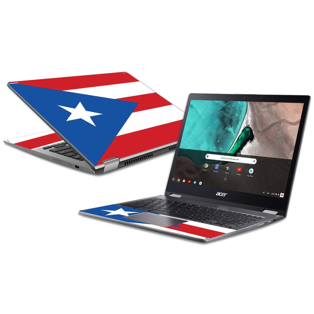 MightySkins Skin Compatible with Acer Chromebook Spin 13 (2018) - Puerto Rican Flag | Protective, Durable, and Unique Vinyl Decal wrap Cover | Easy to Apply, Remove | Made in The USA
