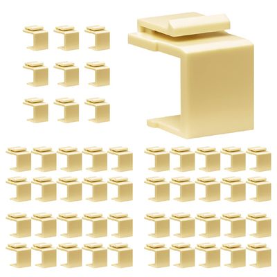 Beszin Blank Keystone Jack Inserts Snap-in Wall Plate Inserts (50-Pack, Ivory)