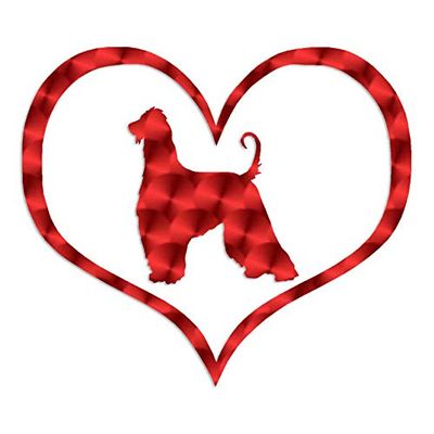 Afghan Hound Dog Heart Love - Vinyl Decal Sticker - 4.3" x 3.75" - Red Engine Turn