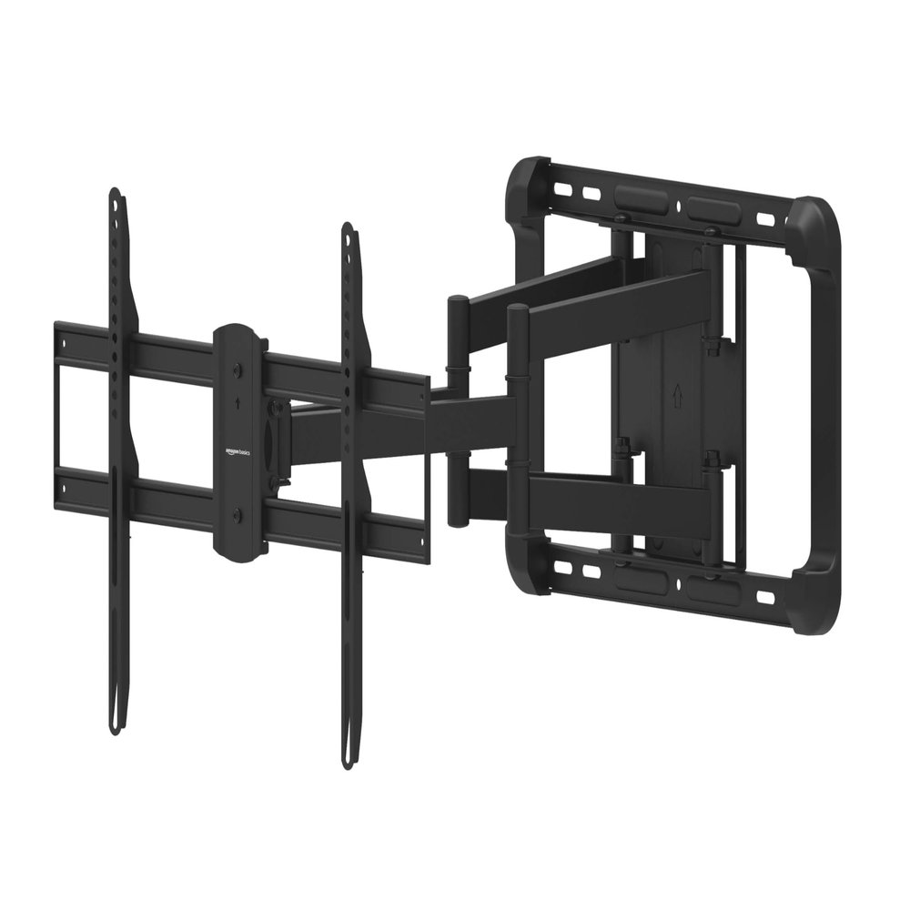 Amazon Basics Heavy Duty Extension Dual Arm, Full Motion Articulating TV Mount with Tilt and Swivel for 37" to 80" TVs up to 132 lbs, VESA Compatible, Fits LED LCD OLED Flat Curved Screens, Black
