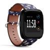 Compatible with Fitbit Versa, Versa 2, Versa Lite - Quick Release Leather Wristband Bracelet Replacement Accessory Band - Sun Moon Vintage view 2