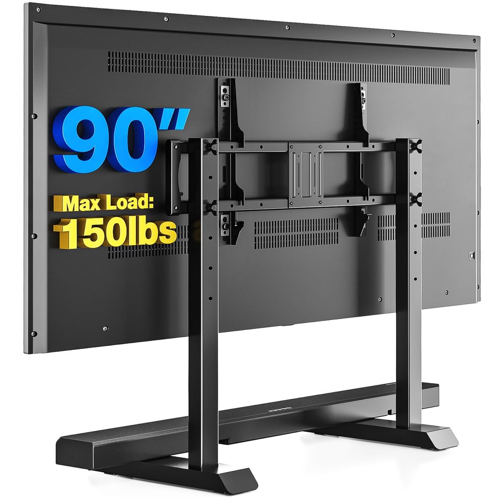 Rfiver Upgraded Universal Table Top TV Stand Steel TV Legs for 40 to 90 Inch Flat or Curved Screen TVs, Height Adjustable TV Stand Base, Center TV Mount Stand Hold Up to 150lbs, Max VESA 800 x 400mm
