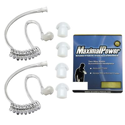 2-Wire Headset with Clear Coil Tube, Earbud, PTT Mic Plus Left & Right Black Earmold Combo for Motorola BPR40 BR250, DTR Series, Bearcom, Black Box Black Box Plus HYT (2X Clear Coil + 2X Earpiece)
