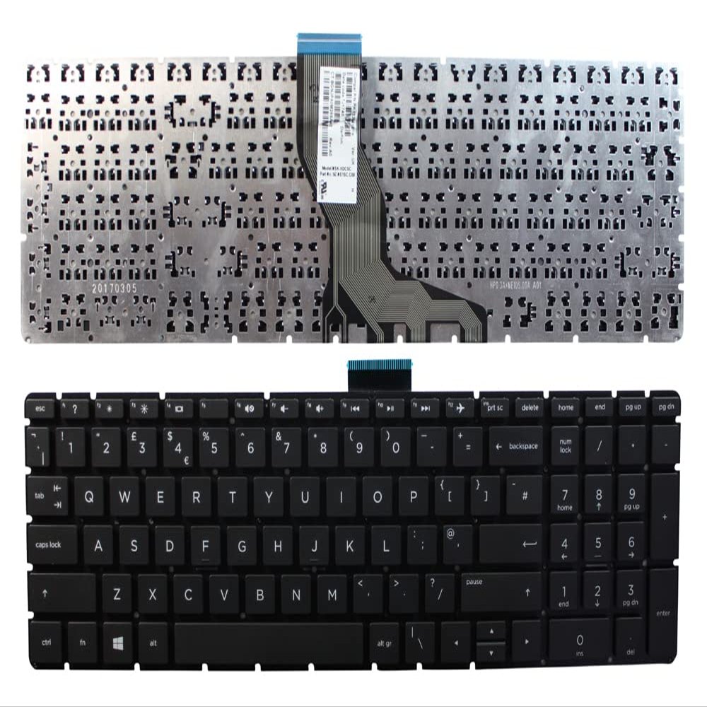 Power4Laptops UK Layout Black Replacement Laptop Keyboard Compatible with HP Home 15-BS580TU