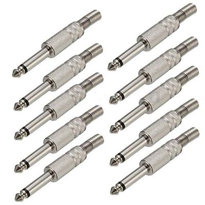 10pcs 6.35mm Male Mono Monaural Audio Cable Jack Connector Plug 1/4" Male Solder-on Audio Connectors 75x15mm Mayitr