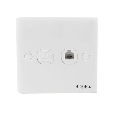 Aexit White Square Control electrical RJ45 8P8C Computer RJ11 4P4C Telephone Outlet Socket Wall Panel