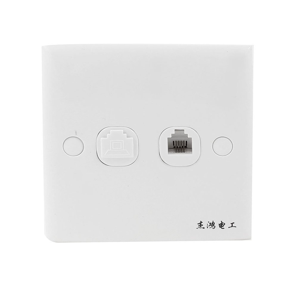 Aexit White Square Control electrical RJ45 8P8C Computer RJ11 4P4C Telephone Outlet Socket Wall Panel