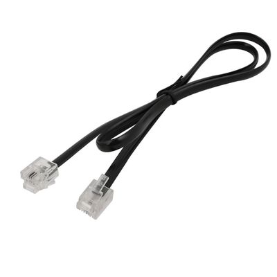 Aexit RJ11 6P2C Transmission Telephone Phone Line Extension Cord Cable 0.5M 1.6Ft Length Black