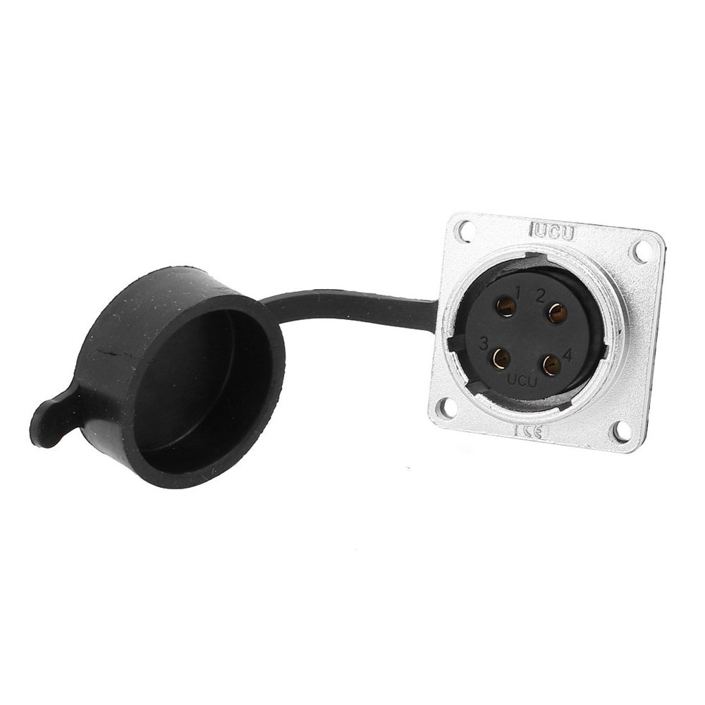 Aexit XA24 AC Distribution electrical 500V 25A 4 Terminals Female Aviation Connector Joint w Rubber Cover