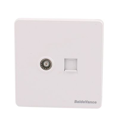 Aexit 86mmx86mm TV Distribution electrical Socket to RJ45 Internet Connector Wall Outlet Plate White