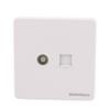 Aexit 86mmx86mm TV Distribution electrical Socket to RJ45 Internet Connector Wall Outlet Plate White view 1