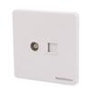 Aexit 86mmx86mm TV Distribution electrical Socket to RJ45 Internet Connector Wall Outlet Plate White view 2