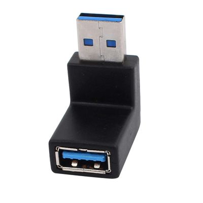 Aexit Black 90 DIY component Degree Angle USB 2.0 Type A Male to Female Adapter Connector Down Elbow