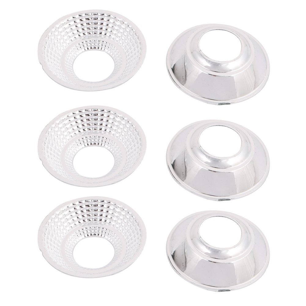 Aexit 6pcs Plastic Lighting fixtures and controls COB LED Light Lamp Reflector 50mmx20mmx13mm Step-shape Silver Tone