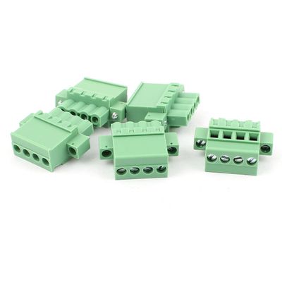 Aexit 5 Pcs Distribution electrical 5.08mm Pitch 4 Pin PCB Pluggable Terminal Blocks Connectors Green