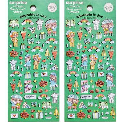 NipitShop 2 Sheets Cute Rainbow & Umbrella Cartoon Scrapbook Sticker Sheet for Journals, Planners & DIY Crafts.