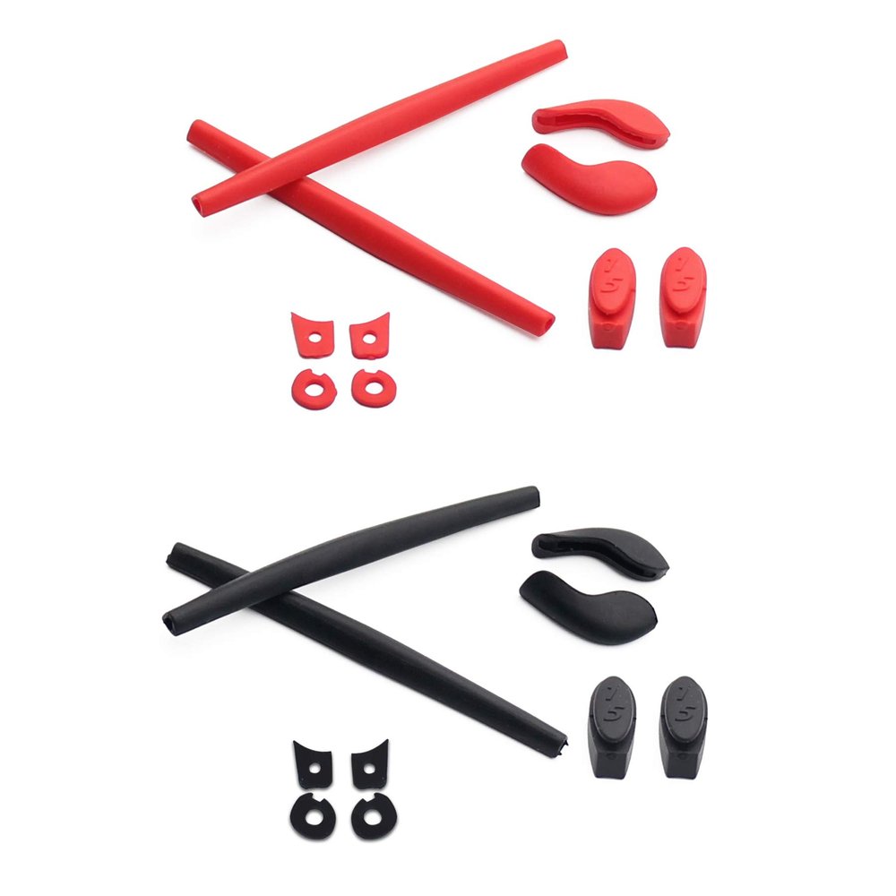 ToughAsNails 2 Pairs Replacement Rubber Kits Ear Socks and Nose Pads for Oakley Juliet Sunglasses Black&Red