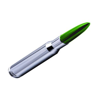 VMS Racing 50 Cal Caliber CHROME GREEN TIP BULLET ANTENNA in Heavy Gauge CNC Machined Billet Aluminum Short Compatible with GMC SIERRA 1500 2500 3500 07-19