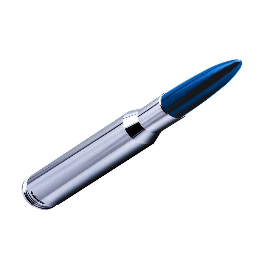 VMS Racing 50 Cal Caliber CHROME BLUE TIP BULLET ANTENNA in Heavy Gauge CNC Machined Billet Aluminum Short Compatible with Nissan Titan 03-19 2003-2019