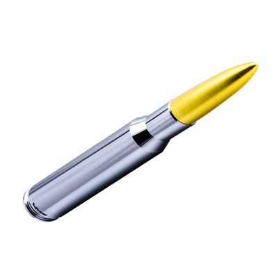 VMS Racing 50 Cal Caliber CHROME GOLD TIP BULLET ANTENNA in Heavy Gauge CNC Machined Billet Aluminum Short Compatible with Jeep Wrangler TJ 97-06 1997-2006