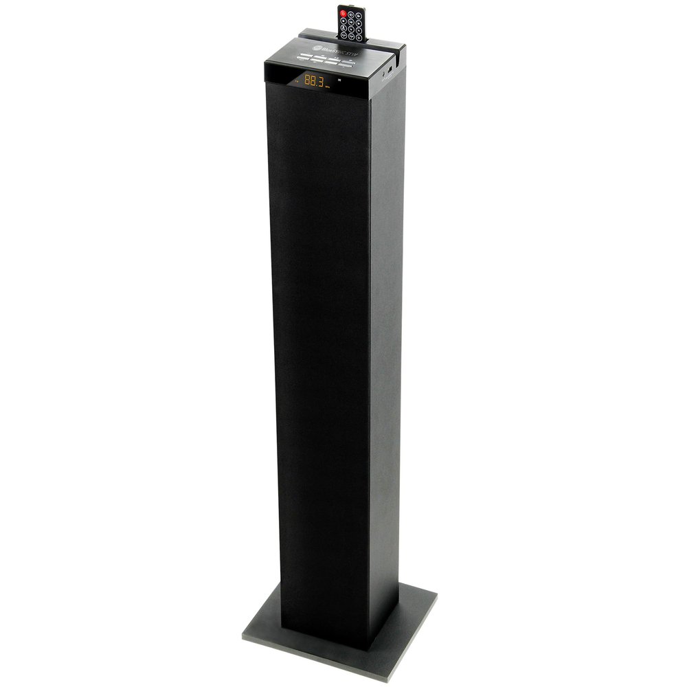 GOgroove Bluetooth Tower Speaker with Subwoofer Built in - Floorstanding Home Speaker with Powerful Bass and Dual Drivers, 120W Peak Power, MP3 3.5mm Aux, USB 2.0 Port Flash Drive, FM Radio (Single)