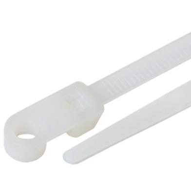 100-2000 MOUNTING HOLE ZIP TIES NYLON NAIL SCREW WIRE CABLE NATURAL (4" - 15") (500, 4.3" 18lb)
