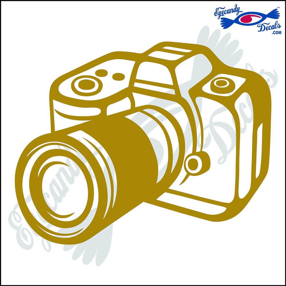 Eyecandy Decals Camera 6 INCH Decal Sticker Gold
