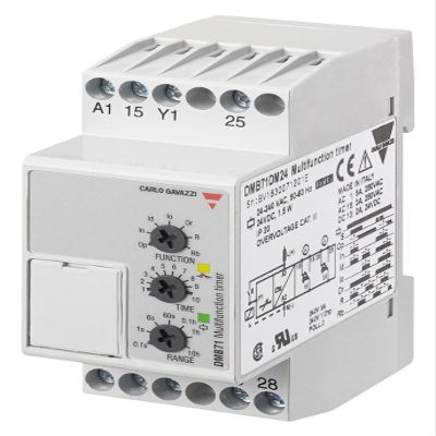 CARLO GAVAZZI DMB71DM24 24-240VAC, 7 Mode, Automatic OR Manual Start, DIN Rail Mount, DMB Series, Multifunction, Selectable TIME Range 0.1 S to 100 H, Timer