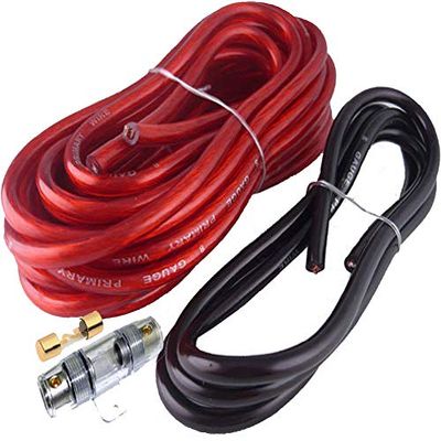 17 FT RED 10 Gauge Power Wire + 3 FT Black Ground + Free Fuse Holder + Fuse!