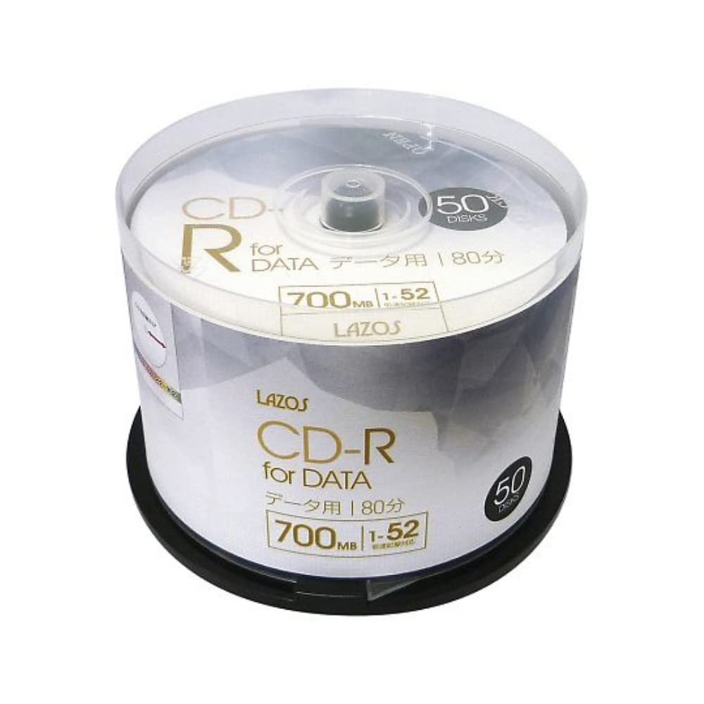 Leader Media Techno Lazos CD-R 700MB for Data 1-52 Double Speed Correspondence One time Recording White Wide Printing Correspondence 50 Pieces of Spindle case L-CD50P