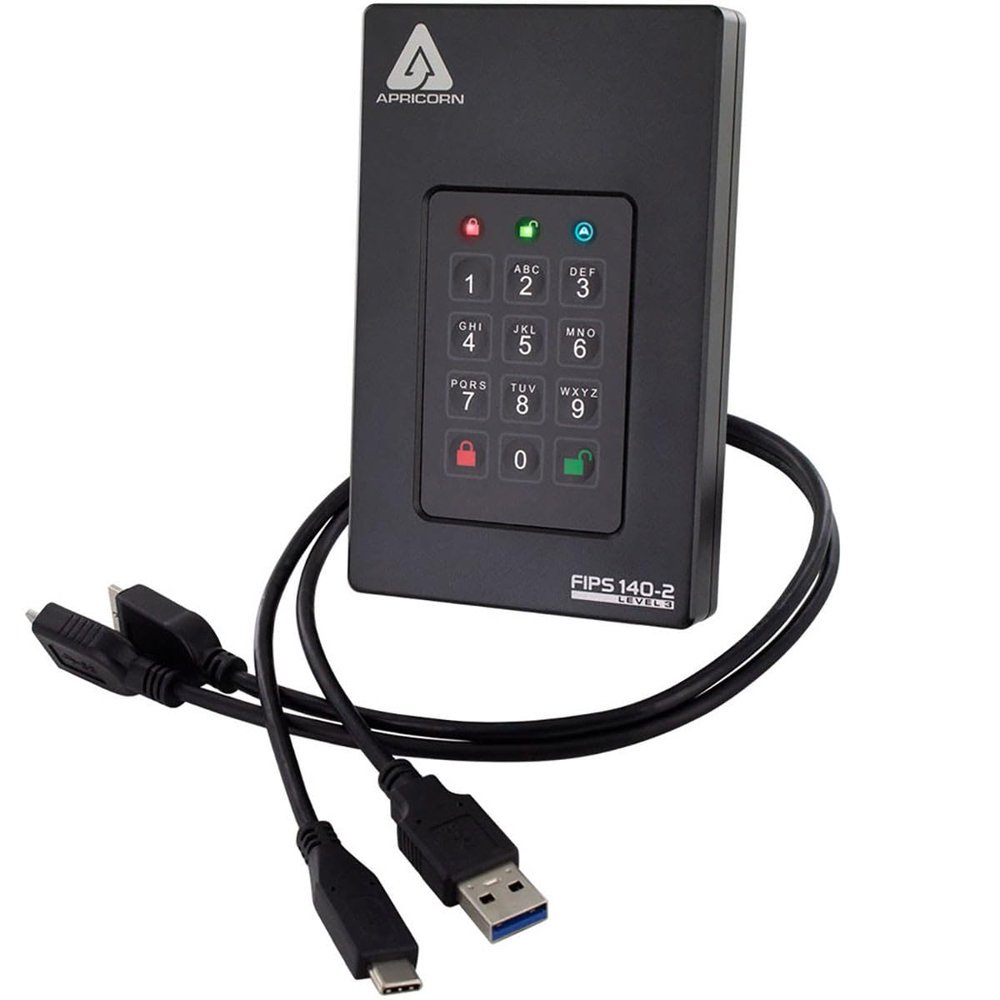 Apricorn 2TB Aegis Fortress L3- FIPS Level 3 Validated USB 3.0 Hardware Encrypted Portable Drive (AFL3-2TB) , black