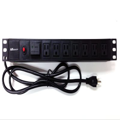 AVB Cable PC-RM-7SB 7 Outlet (Surge Suppression) 2 Fronted Mount w/ 6FT Power Cord for Standard 19in Rack, Multicolor