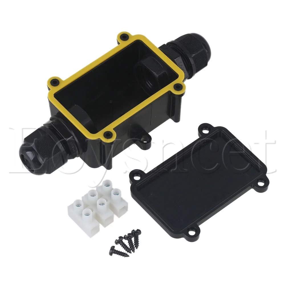 Davitu Plastic Waterproof IP68 Outdoor 2 Way Junction Box with Terminal Black