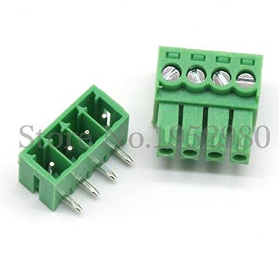 Davitu 20 Set 3.5MM PCB Pluggable Terminal Block Connectors 2/3/4/5/6/7/8/9/10 Pin Ways Right Angle KF15EDG-3.5 Copper Green RoHS - (Color: 4P)