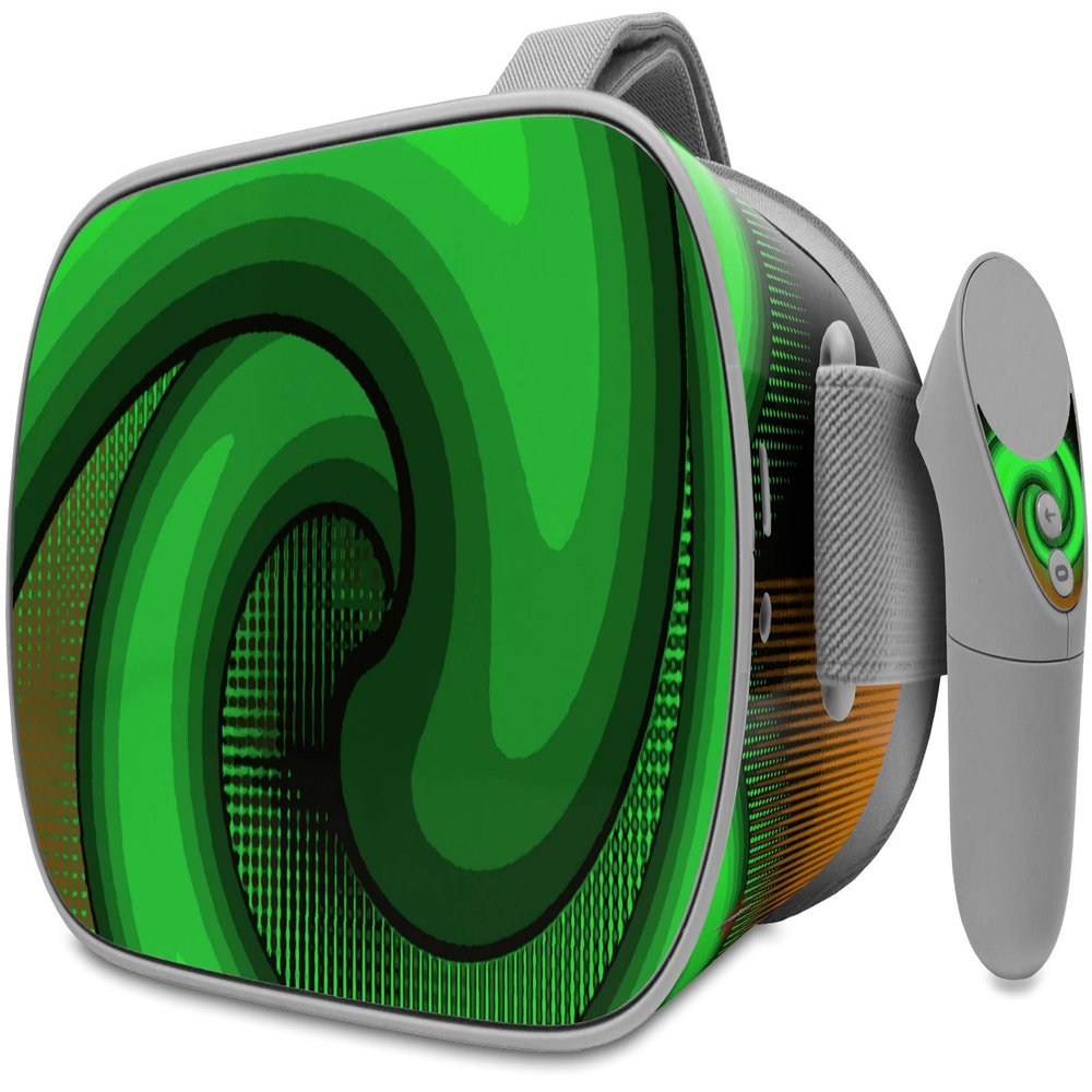 Decal Style Skin Wrap Compatible with Oculus Go Headset - Alecias Swirl 01 Green (Oculus NOT Included)