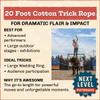 Western Stage Props Cotton Trick Rope Lasso | Lariat Looper for Kids and Adults | Leather Burner Cowboy and Cowgirl for Wedding Ring & Butterflies, 20 Foot view 2