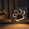 WALKKING WAYS Creative Wood Lamp, LED Night Light/3D Wood Carving Dog Claw Pattern USB Portative Mood Lamp for Bedroom Living Room Nightstand view 1