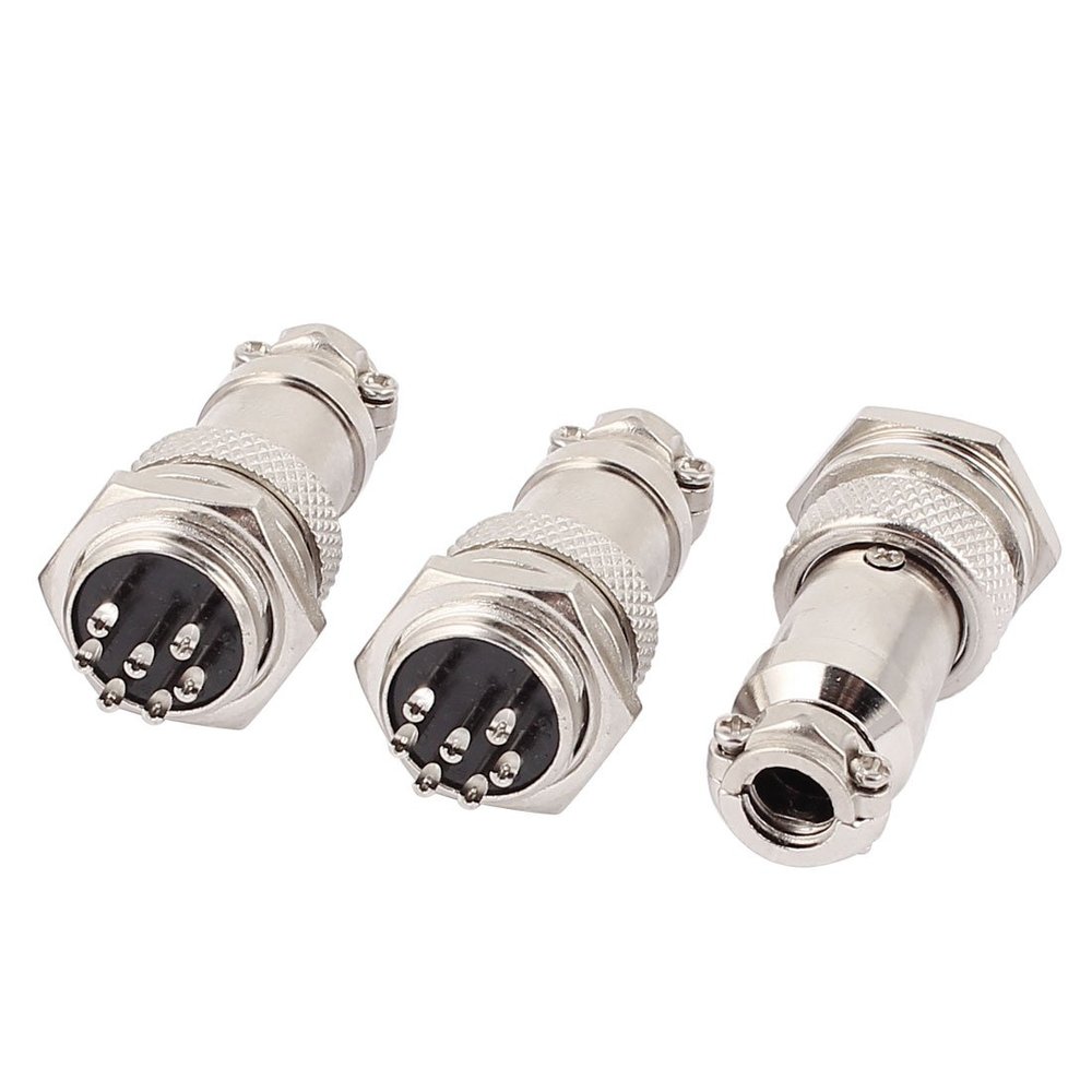 Aexit 3 Pcs Distribution electrical G16-7 Metal M/F Aviation Connector Adapter AC 150V 5A