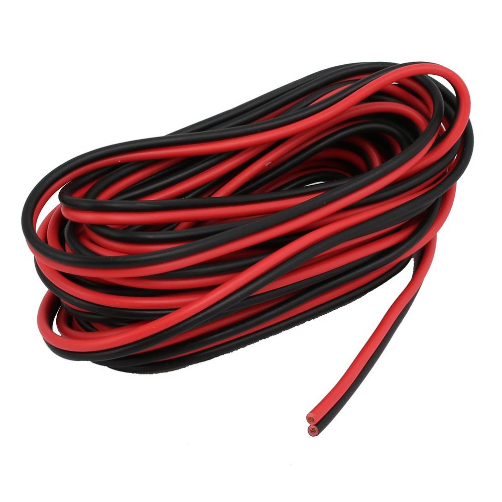 Aexit 21ft 1.5mm2 Transmission Red Black Dual Core Cable Wire for Car Auto Speaker LED