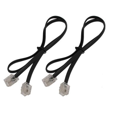 Aexit 2PCS RJ11 Transmission 6P2C Telephone Phone Line Extension Cord Cable White 0.5M Long