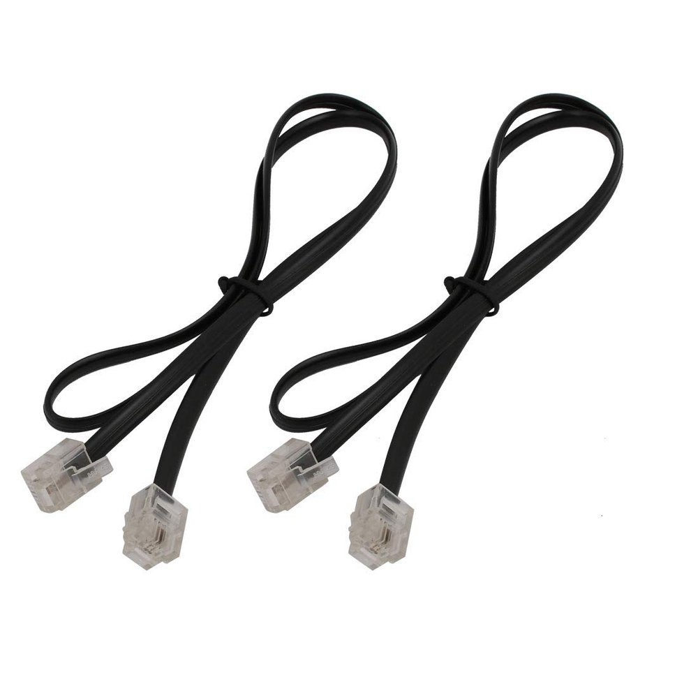 Aexit 2PCS RJ11 Transmission 6P2C Telephone Phone Line Extension Cord Cable White 0.5M Long