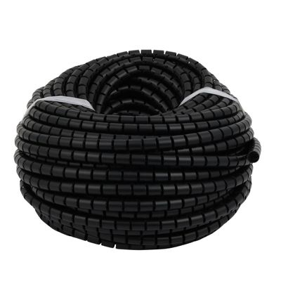 Aexit Flexible Spiral Electrical equipment Tube Cable Wire Wrap Black Manage Cord 10mm Dia x 30 Meter Long with Clip